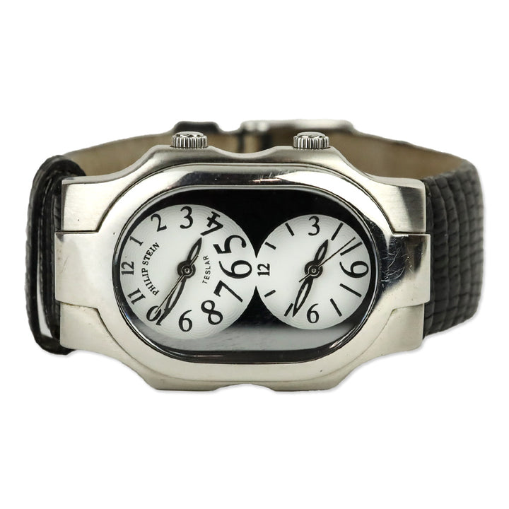 Philip Stein Teslar Watch with Black Lizard Embossed Leather Band