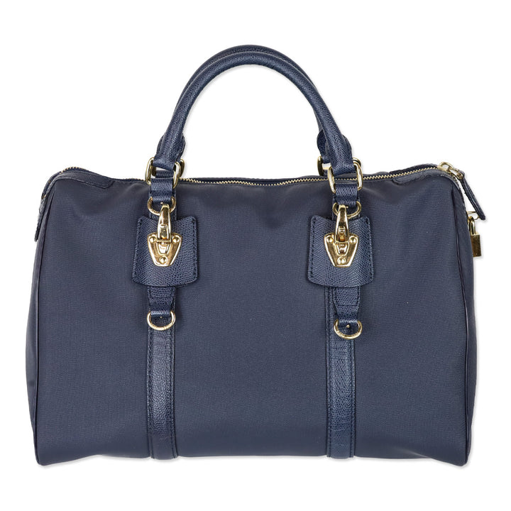 Piero Guidi Blue Coated Canvas Top Handle Satchel
