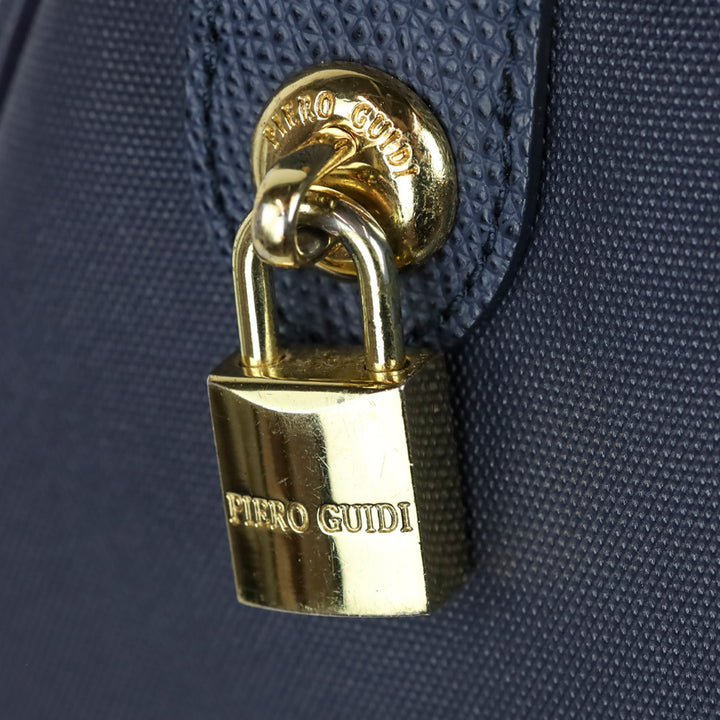 Piero Guidi Blue Coated Canvas Top Handle Satchel