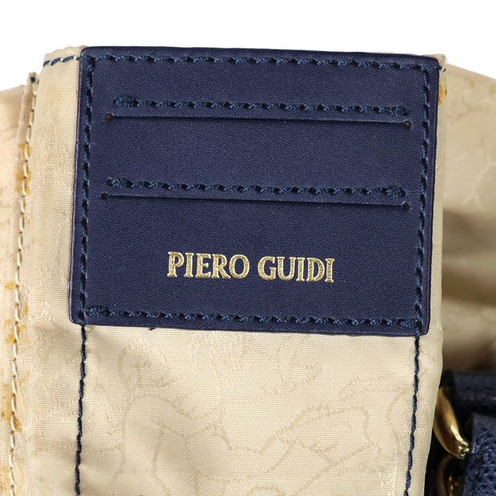 Piero Guidi Blue Coated Canvas Top Handle Satchel