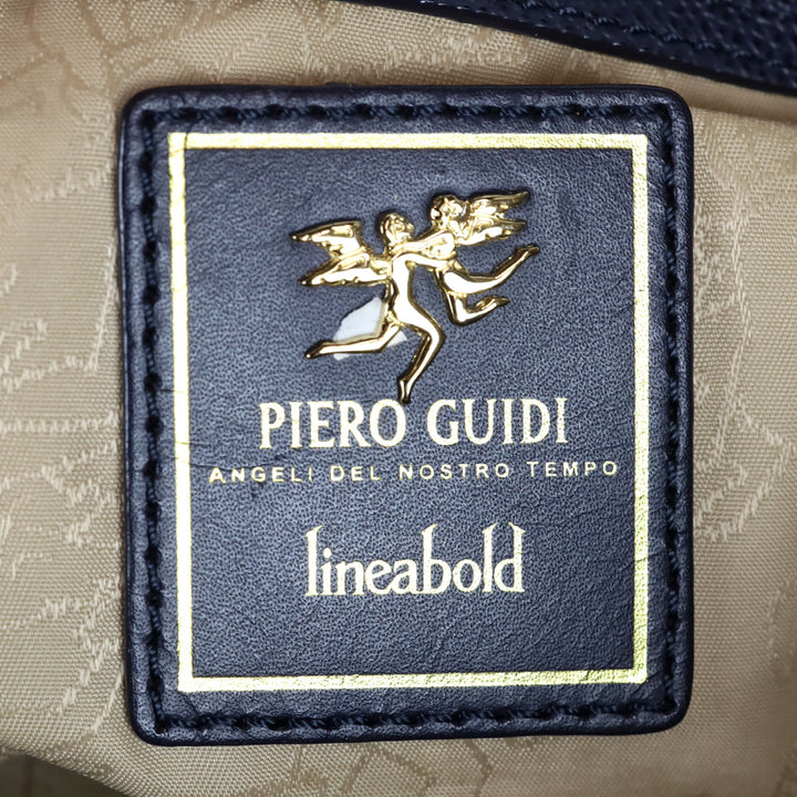 Piero Guidi Blue Coated Canvas Top Handle Satchel