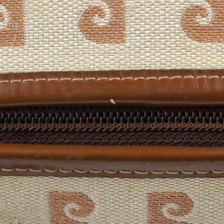 Pierre Cardin Brown Beige Monogram Canvas Barrel Bag