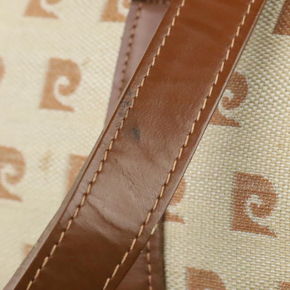 Pierre Cardin Brown Beige Monogram Canvas Barrel Bag