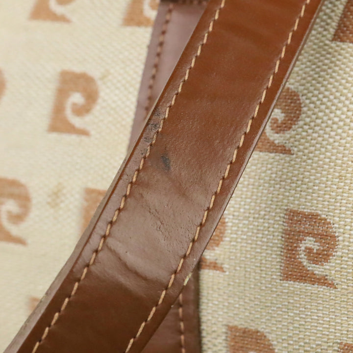Pierre Cardin Brown Beige Monogram Canvas Barrel Bag