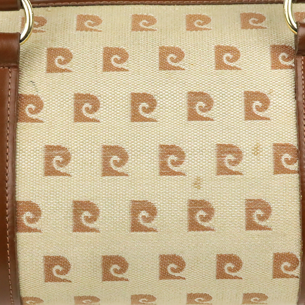 Pierre Cardin Brown Beige Monogram Canvas Barrel Bag