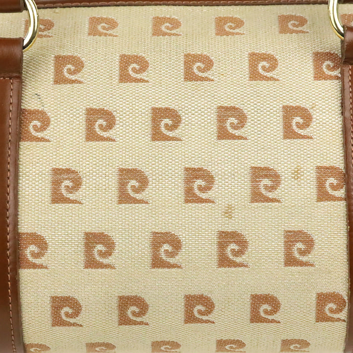 Pierre Cardin Brown Beige Monogram Canvas Barrel Bag