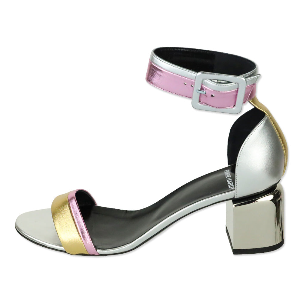 Pierre Hardy Gae Multicolor Metallic Leather Ankle Strap Sandal