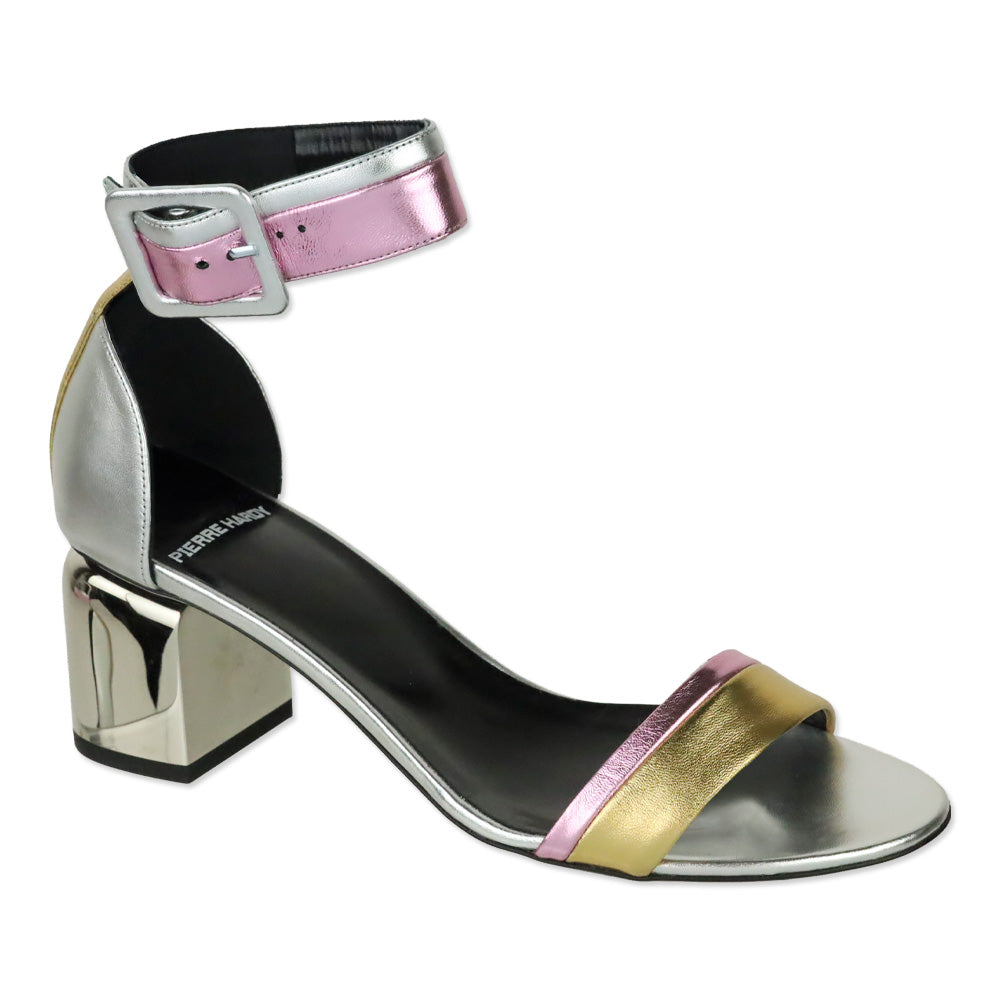 Pierre Hardy Gae Multicolor Metallic Leather Ankle Strap Sandal