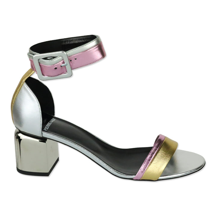 Pierre Hardy Gae Multicolor Metallic Leather Ankle Strap Sandal
