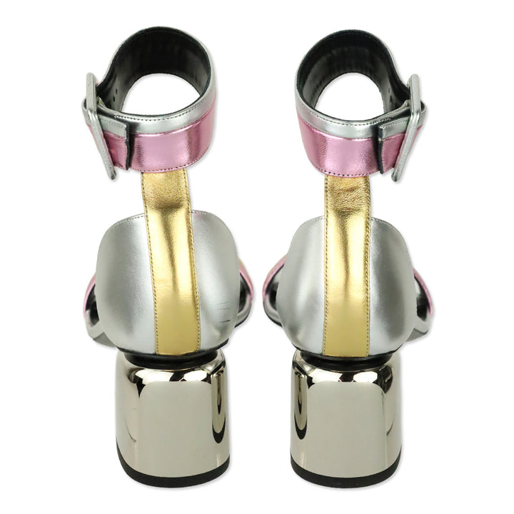 Pierre Hardy Gae Multicolor Metallic Leather Ankle Strap Sandal