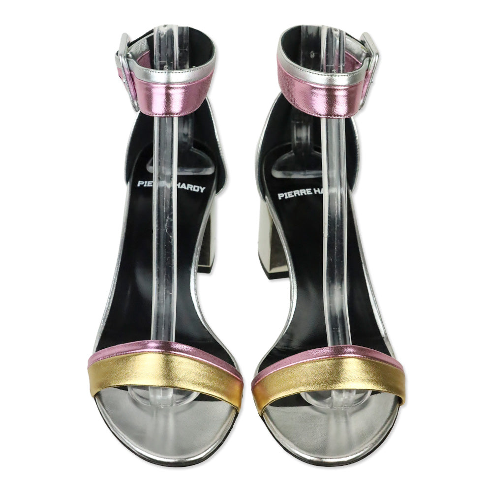 Pierre Hardy Gae Multicolor Metallic Leather Ankle Strap Sandal