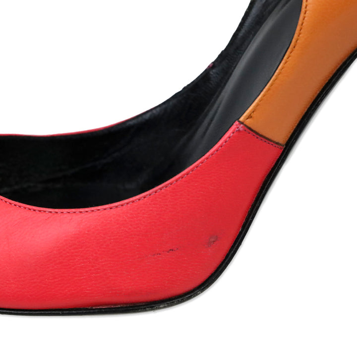 Pierre Hardy Trico Orange Kid Leather Mary Jane Peep Toe Pump