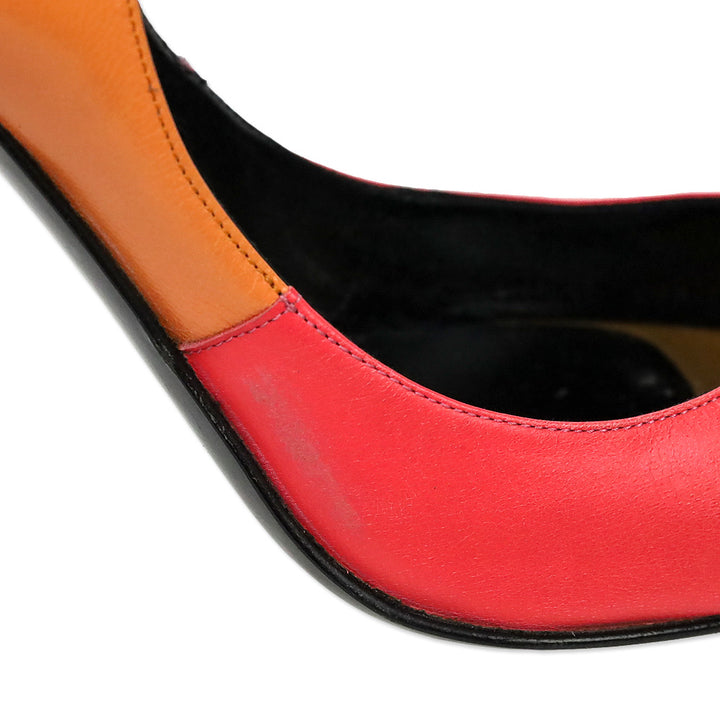 Pierre Hardy Trico Orange Kid Leather Mary Jane Peep Toe Pump