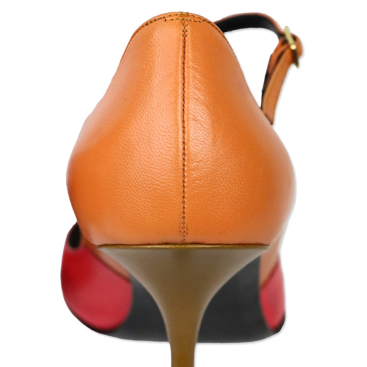 Pierre Hardy Trico Orange Kid Leather Mary Jane Peep Toe Pump