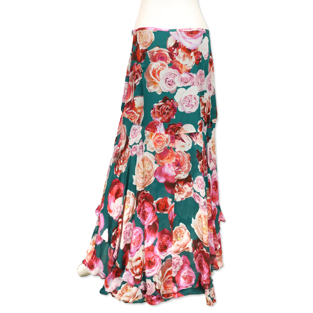Pinko Blue and Pink Sheer Chiffon Tiered High-Low Skirt