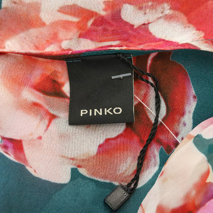 Pinko Blue and Pink Sheer Chiffon Tiered High-Low Skirt