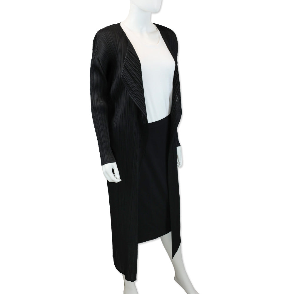 Pleats Please Issey Miyake Black Pleated Coat