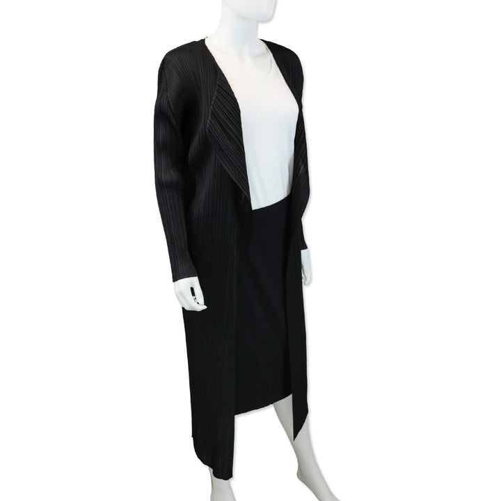 Pleats Please Issey Miyake Black Pleated Coat