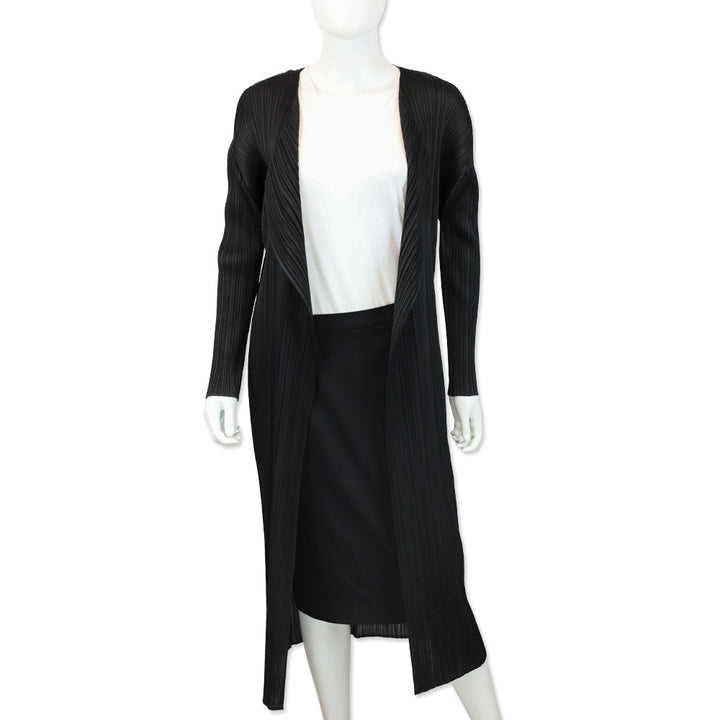 Pleats Please Issey Miyake Black Pleated Coat