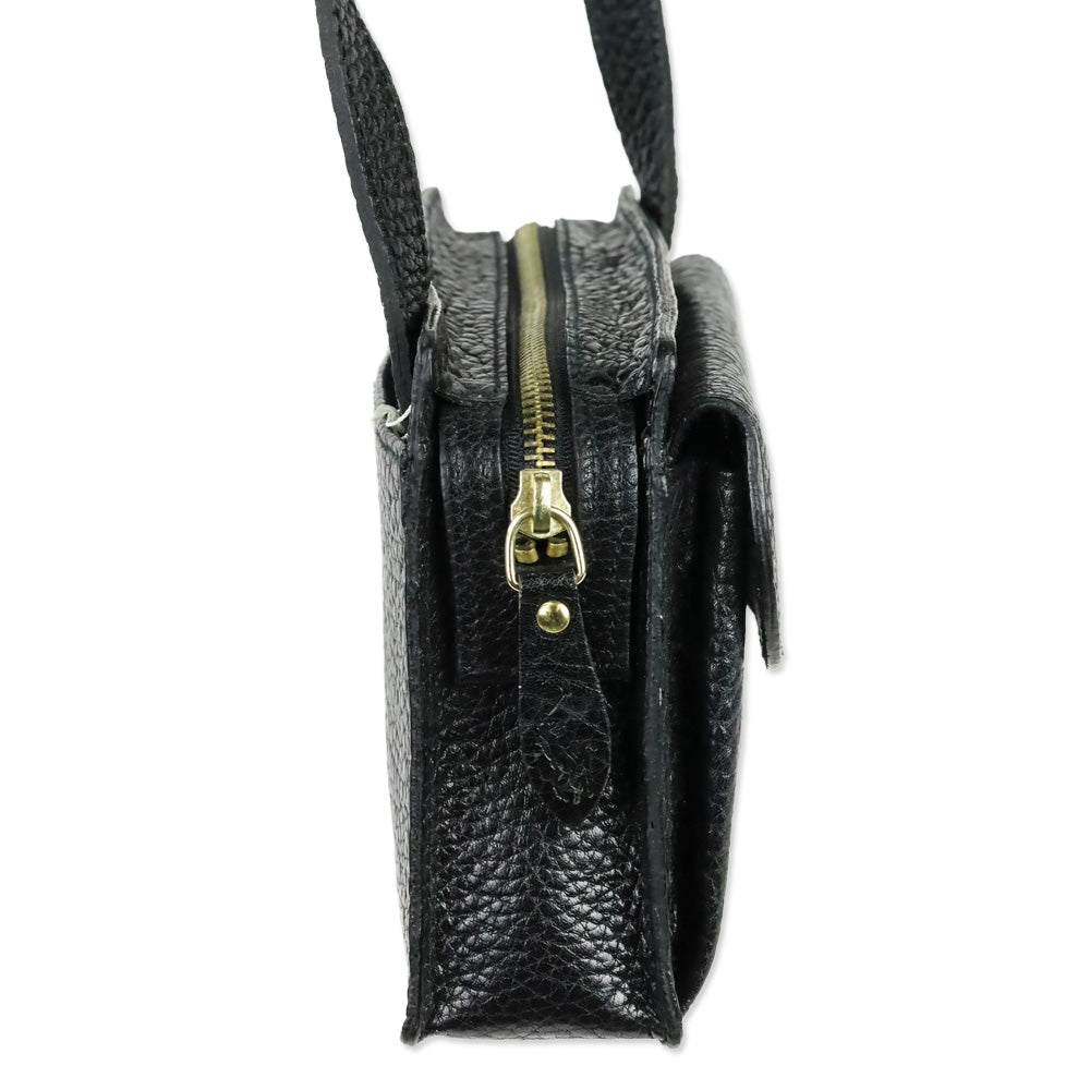 Polo Ralph Lauren Black Grained Leather Camera Crossbody Bag