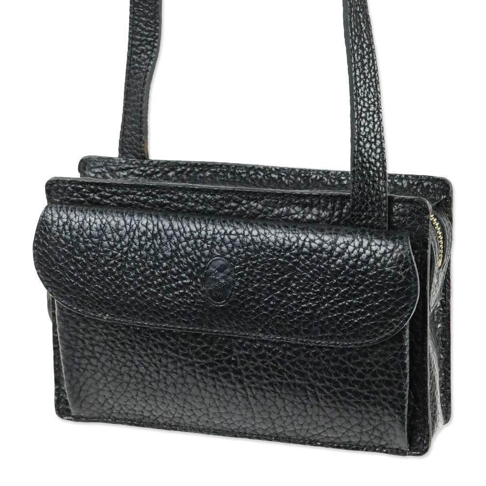 Polo Ralph Lauren Black Grained Leather Camera Crossbody Bag