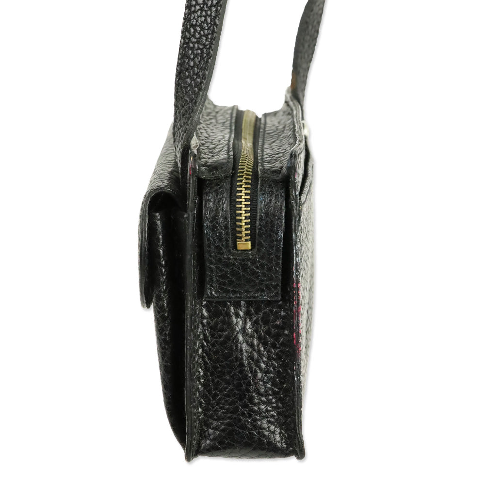 Polo Ralph Lauren Black Grained Leather Camera Crossbody Bag