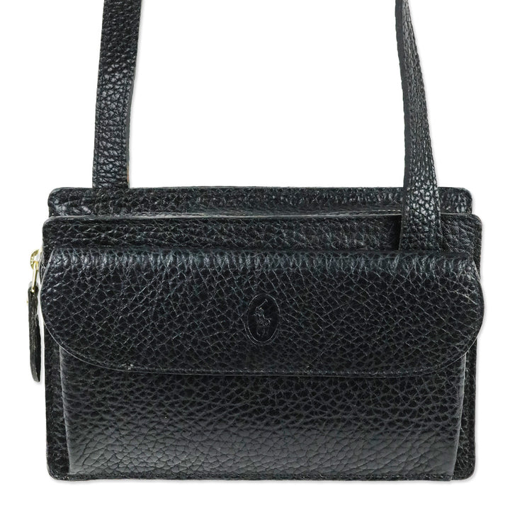 Polo Ralph Lauren Black Grained Leather Camera Crossbody Bag