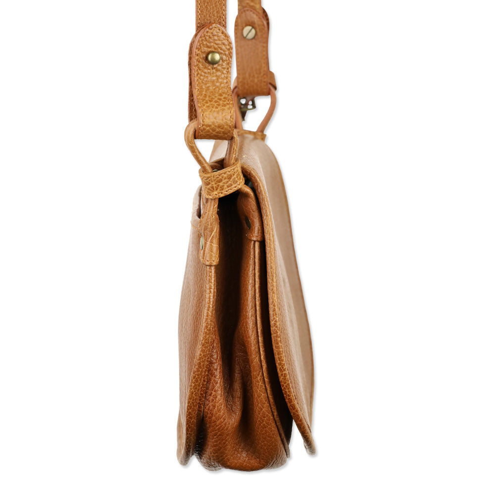 Polo Ralph Lauren Brown Grained Leather Saddle Bag
