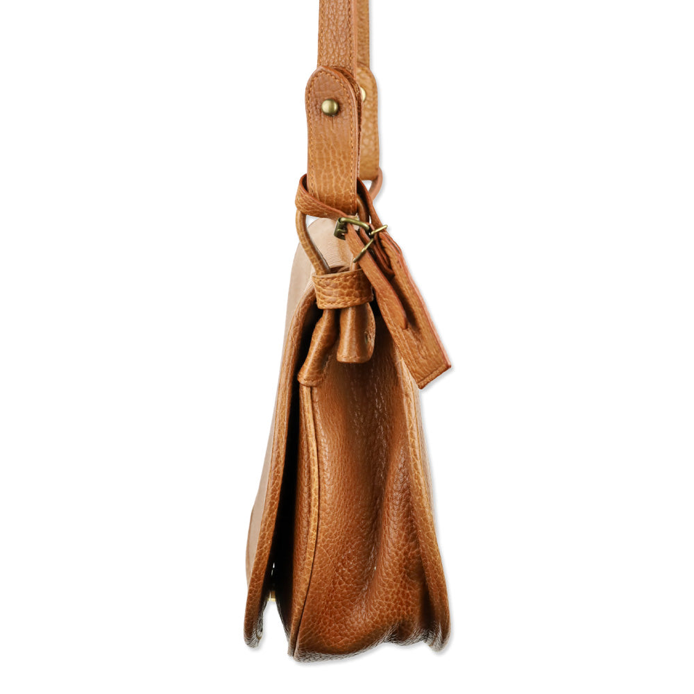 Polo Ralph Lauren Brown Grained Leather Saddle Bag