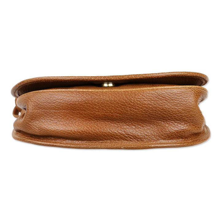 Polo Ralph Lauren Brown Grained Leather Saddle Bag