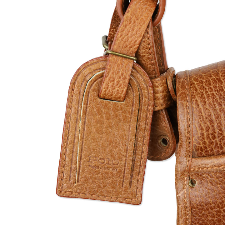Polo Ralph Lauren Brown Grained Leather Saddle Bag