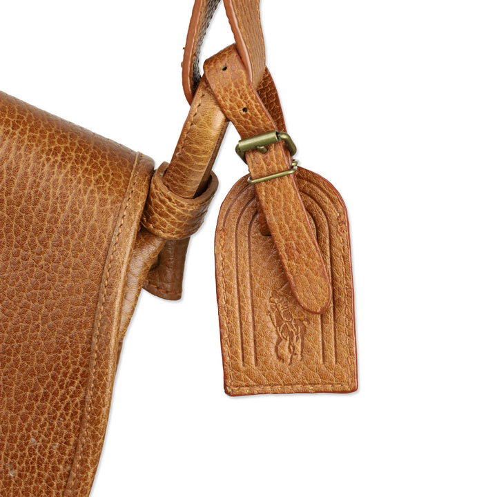 Polo Ralph Lauren Brown Grained Leather Saddle Bag