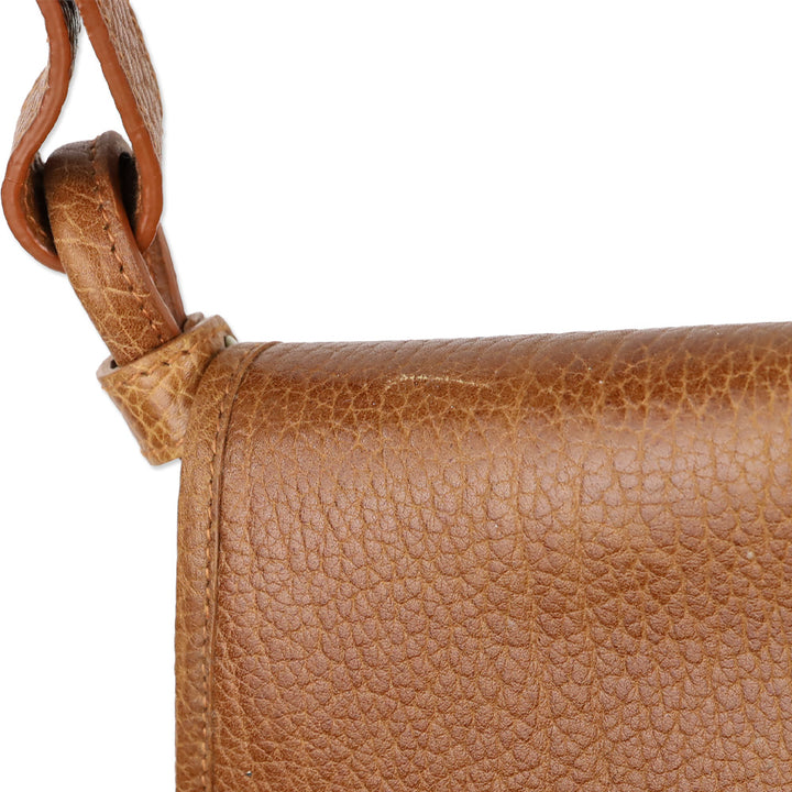 Polo Ralph Lauren Brown Grained Leather Saddle Bag