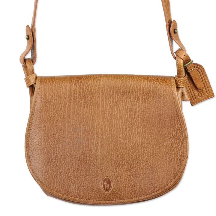 Polo Ralph Lauren Brown Grained Leather Saddle Bag
