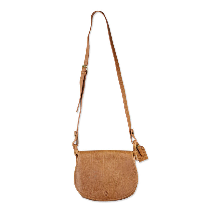 Polo Ralph Lauren Brown Grained Leather Saddle Bag
