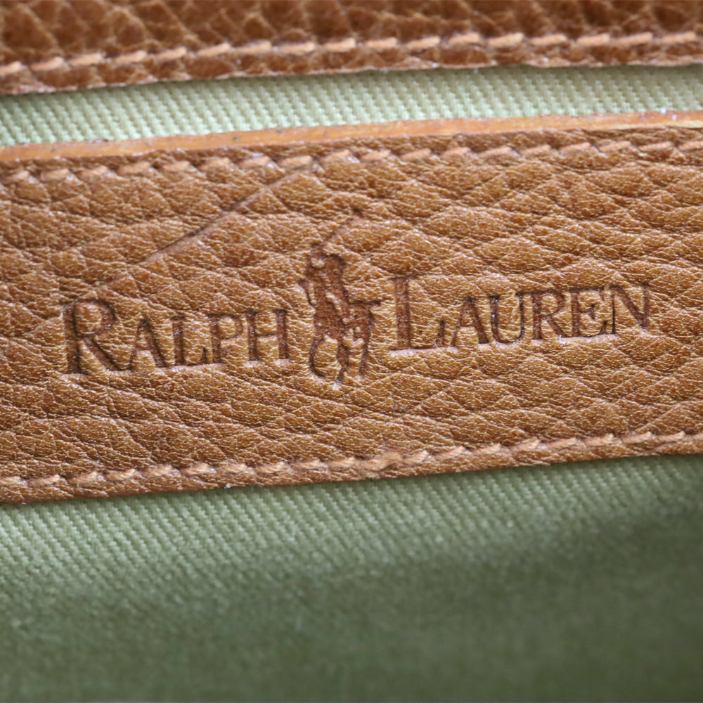 Polo Ralph Lauren Brown Grained Leather Saddle Bag