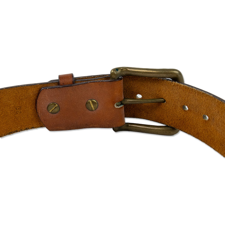 Polo Ralph Lauren Brown Leather Belt with Brass Toned Hardware