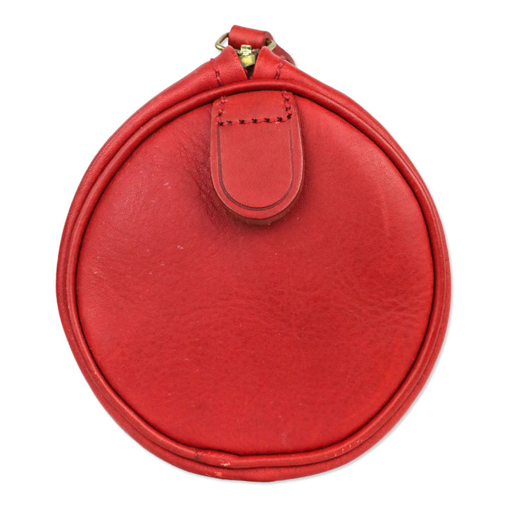 Polo Ralph Lauren Red Leather Cylinder Zip Pouch