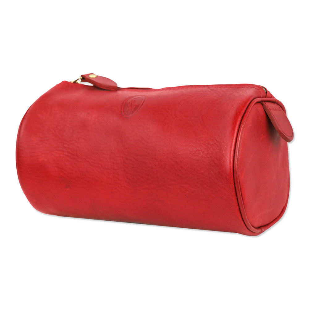 Polo Ralph Lauren Red Leather Cylinder Zip Pouch