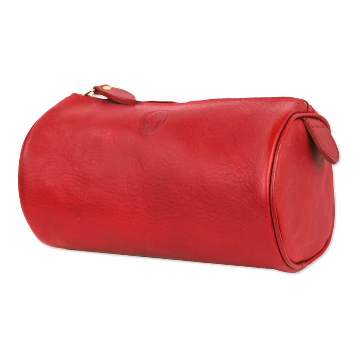Polo Ralph Lauren Red Leather Cylinder Zip Pouch