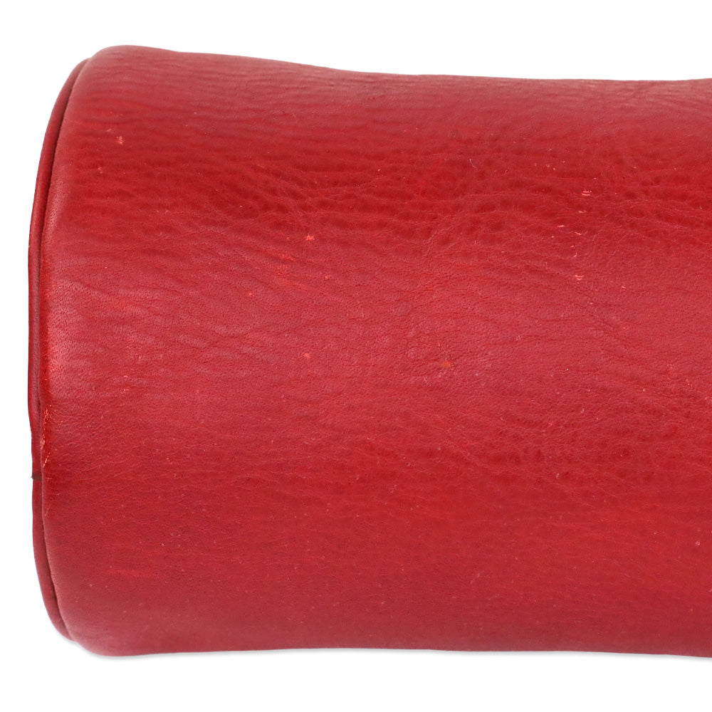 Polo Ralph Lauren Red Leather Cylinder Zip Pouch