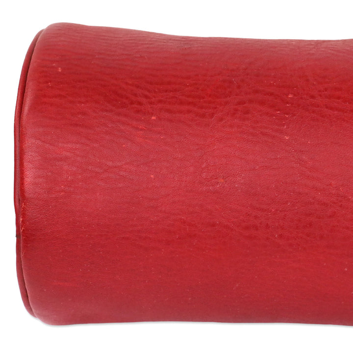 Polo Ralph Lauren Red Leather Cylinder Zip Pouch