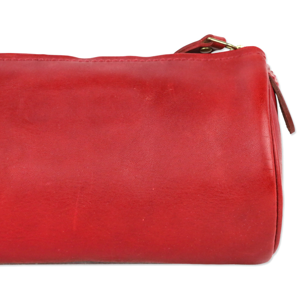 Polo Ralph Lauren Red Leather Cylinder Zip Pouch