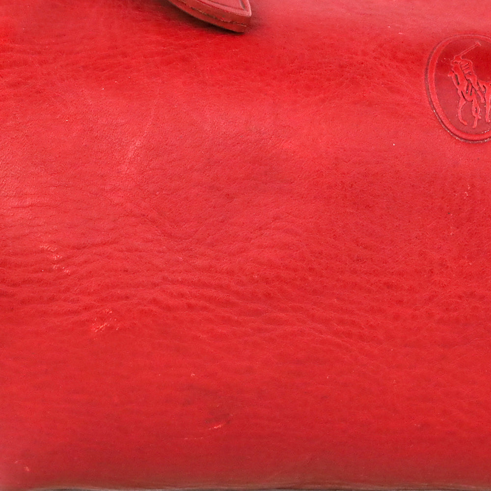 Polo Ralph Lauren Red Leather Cylinder Zip Pouch