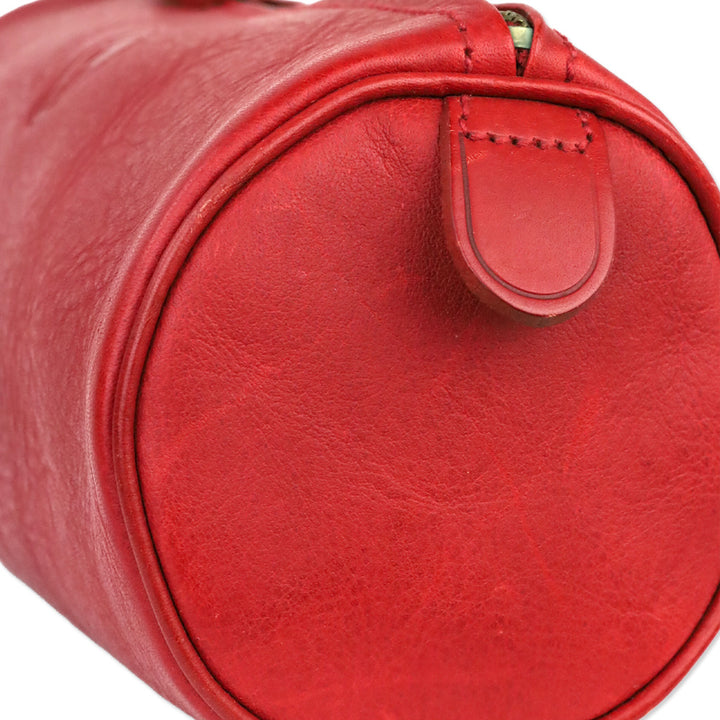 Polo Ralph Lauren Red Leather Cylinder Zip Pouch