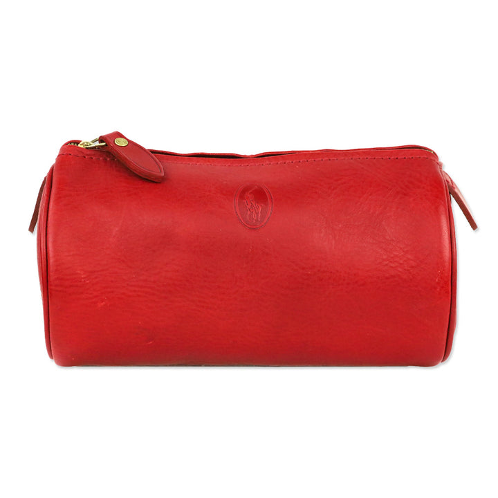 Polo Ralph Lauren Red Leather Cylinder Zip Pouch