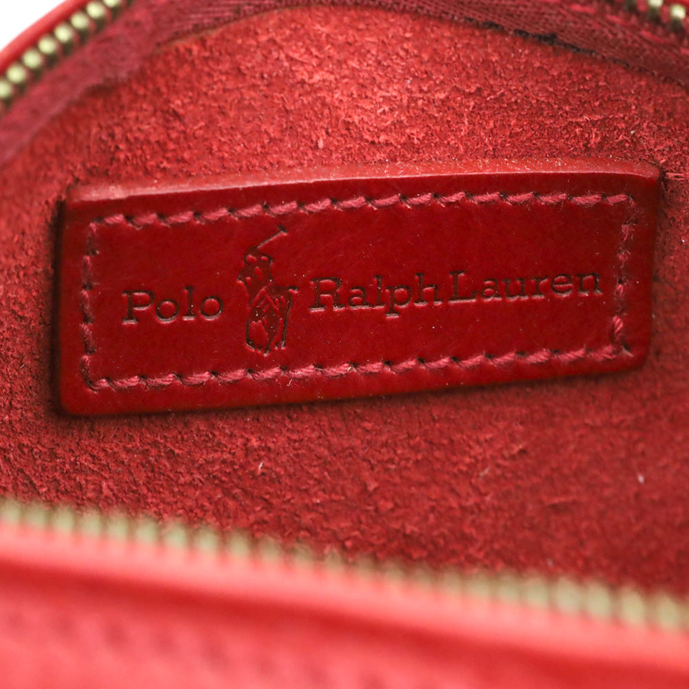 Polo Ralph Lauren Red Leather Cylinder Zip Pouch