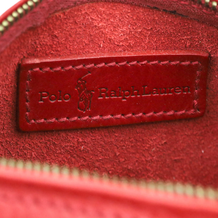 Polo Ralph Lauren Red Leather Cylinder Zip Pouch