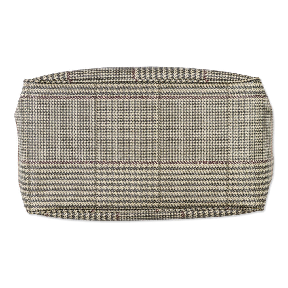 Polo Ralph Lauren Tan Houndstooth Print Large Tote with Gold Hardware