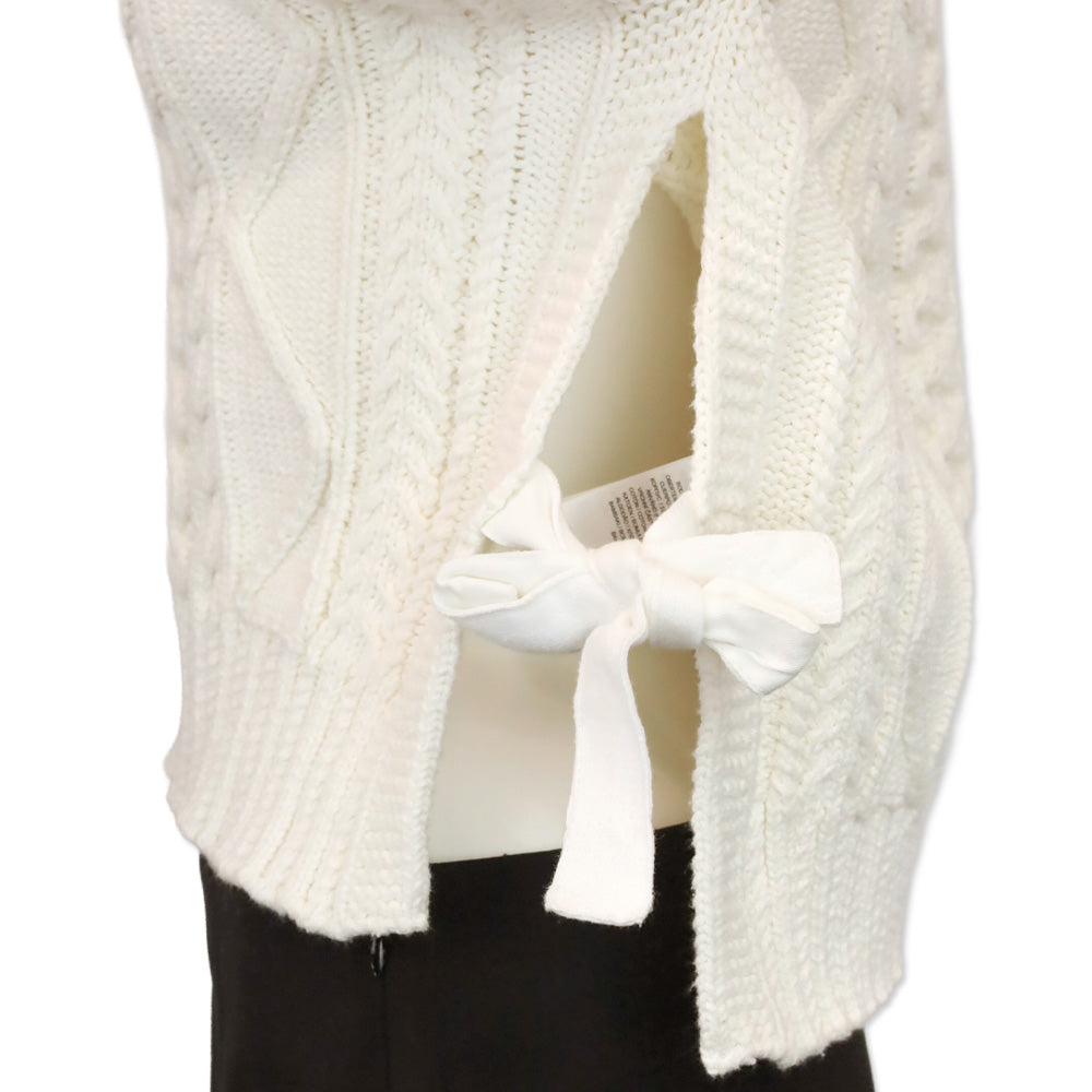 Polo Ralph Lauren White Cotton Cable Knit V-Neck Sweater